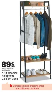 Kit dressing 2 étagères L. 64 cm Bono