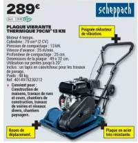 PLAQUE VIBRANTE THERMIQUE 79CM³ 13 KN