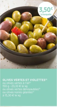 Olives vertes et violettes