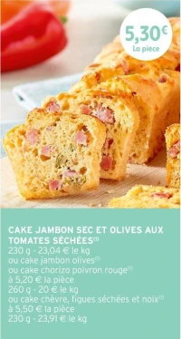 Cake jambon sec et olives aux tomates séchées