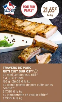 TRAVERS DE PORC RÔTI CUIT SUR OS