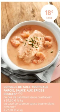 COROLLE DE SOLE TROPICALE FARCIE, SAUCE AUX ÉPICES DOUCES
