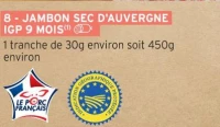 JAMBON SEC D'AUVERGNE IGP 9 MOIS