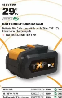 BATTERIE LI-ION 18V 5 AH
