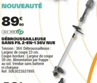 DÉBROUSSAILLEUSE SANS FIL 2-EN-1 36V NUE