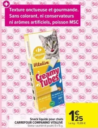 Snack liquide pour chats CARREFOUR COMPANINO VITALIVE