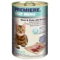 PREMIERE Menu Viande Adulte Bœuf avec dinde & crevettes 6x400 g