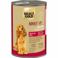 SELECT GOLD nourriture humide pour chien Sensitive Adult Bœuf au Riz 6x400 g