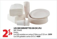 LES 300 SERVIETTES 30 CM 1 PLI