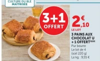 3 PAINS AUX CHOCOLAT U + 1 OFFERT(1)(e)
