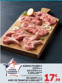 AGNEAU FILIERE U COTE A GRILLER OU GIGOT AVEC OS TRANCHE A GRILLER