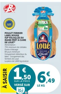 POULET FERMIER LABEL ROUGE IGP VOLAILLES DU MAINE PRÊT À CUIRE DE LOUÉ(1)