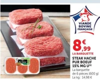 STEAK HACHE PUR BOEUF 15% MG U(1)