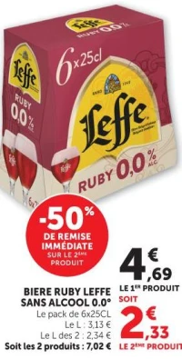 BIERE RUBY LEFFE SANS ALCOOL 0.0°