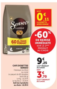 CAFE DOSETTES SENSEO Classique ou doux ou corsé