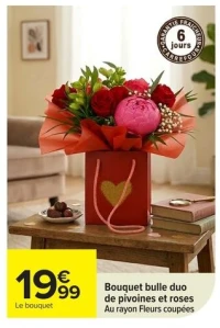 Bouquet bulle duo de pivoines et roses