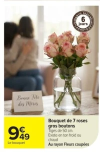 Bouquet de 7 roses gros boutons