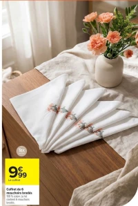Coffret de 6 mouchoirs brodés