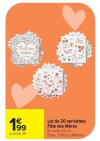 Lot de 20 serviettes Fête des Mères