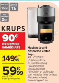 KRUPS Machine à café Nespresso Vertuo Pop +