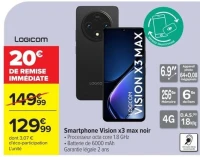 Smartphone Vision x3 max noir LOGICOM