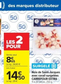 Noix de Saint-Jacques avec corail surgelées CARREFOUR EXTRA
