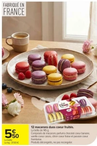 12 macarons duos coeur fruités.
