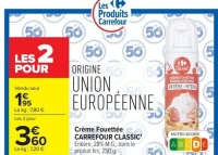 Crème fouettée carrefour classic