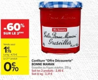 Confiture "Offre Découverte" BONNE MAMAN Groseilles ou Figues violettes, 370 g.