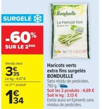 Haricots verts extra fins surgelés BONDUELLE
