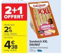 Sandwich XXL DAUNAT Jambon Emmental