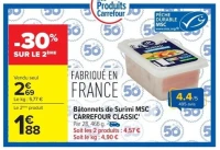 Bâtonnets de Surimi MSC CARREFOUR CLASSIC