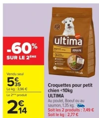 Croquettes pour petit chien <10kg ULTIMA