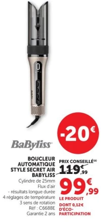 BOUCLEUR AUTOMATIQUE STYLE SECRET AIR BABYLISS