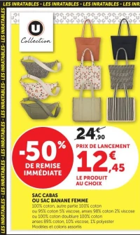 SAC CABAS OU SAC BANANE FEMME U Collection