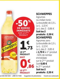 SCHWEPPES Agrumes ou indian tonic