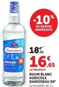 RHUM BLANC AGRICOLE DAMOISEAU 50°