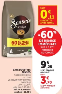 CAFE DOSETTES SENSEO Classique ou doux ou corsé