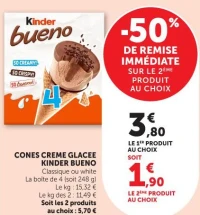 CONES CREME GLACEE KINDER BUENO Classique ou white