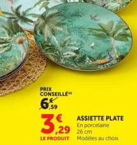ASSIETTE PLATE En porcelaine 26 cm Modèles au choix