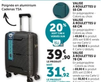 Valise à roulettes U 55 cm