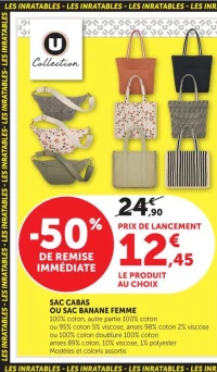 SAC CABAS OU SAC BANANE FEMME U Collection