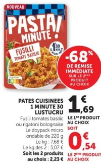 PATES CUISINEES 1 MINUTE 30 LUSTUCRU