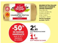 BEURRE EXTRA FIN AOP MOULE DE CHARENTE GRAND FERMAGE Doux 82% MG ou demi-sel 80% MG