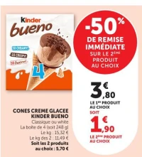 CONES CREME GLACEE KINDER BUENO