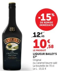 LIQUEUR BAILEY'S 17° Original ou caramel beurre salé