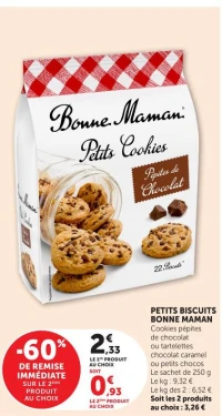 PETITS BISCUITS BONNE MAMAN Cookies pépites de chocolat ou tartelettes chocolat caramel ou petits chocos