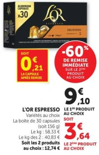 L'OR ESPRESSO Variétés au choix La boîte de 30 capsules (soit 156 g)