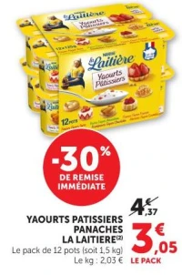 YAOURTS PATISSIERS PANACHES LA LAITIERE(2) Le pack de 12 pots (soit 1,5 kg)