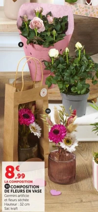 COMPOSITION DE FLEURS EN VASE